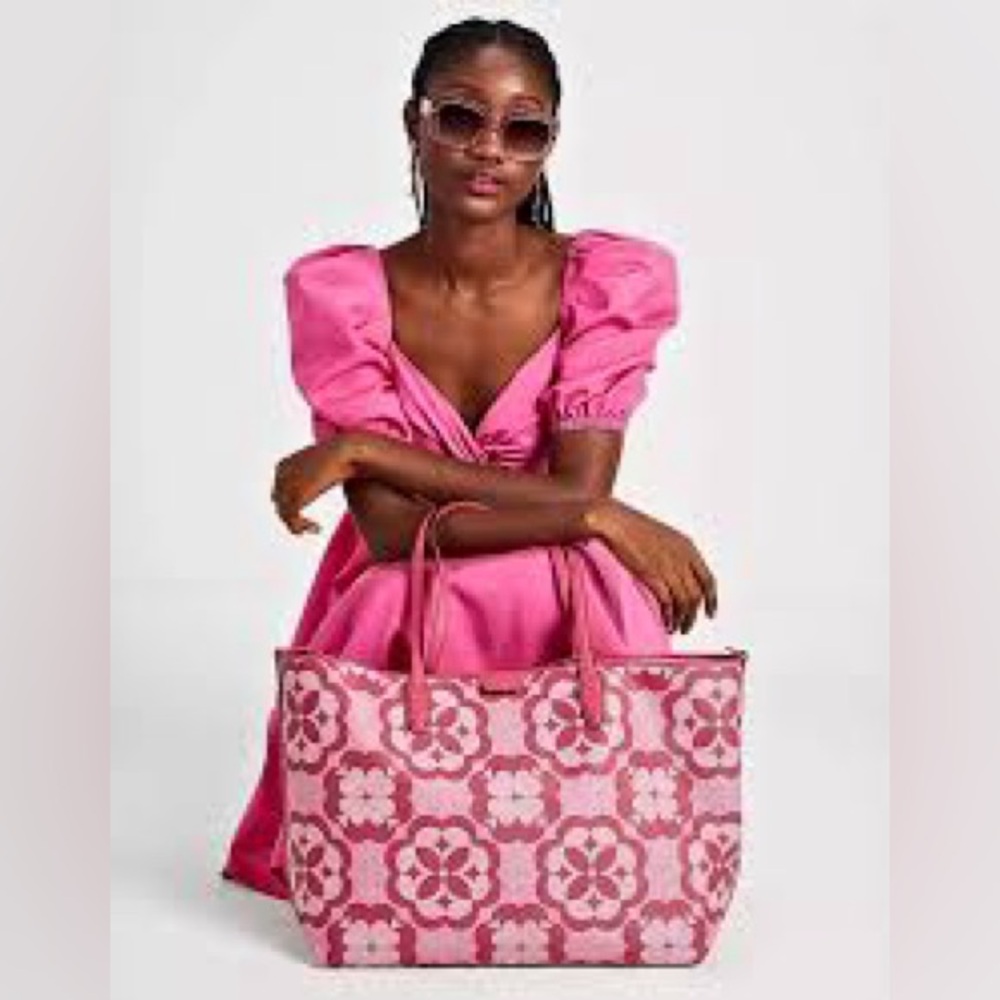 Kate Spade Flower Monogram Sutton Large Tote Raspberry Pink - Picture 9 of 9